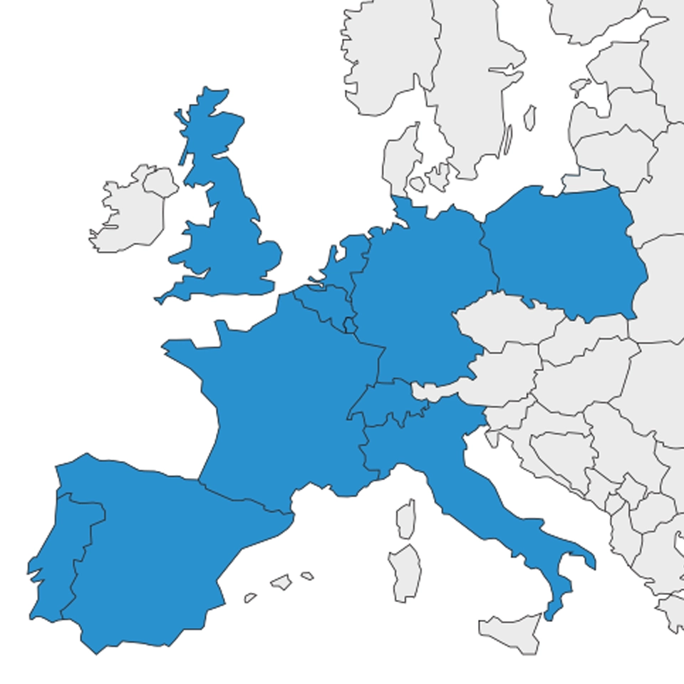 Carte des implantations en Europe