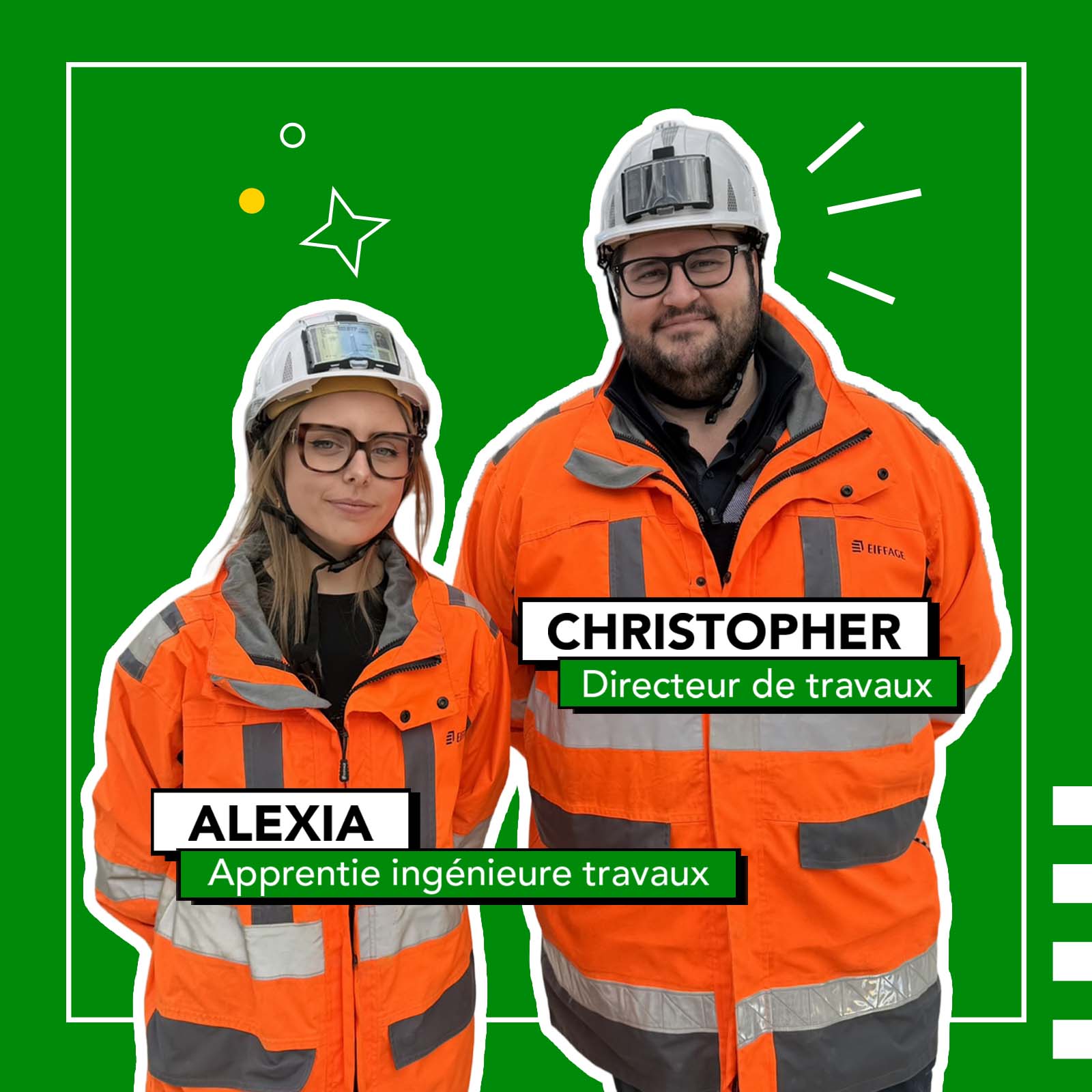 Work-study recruitment campaign featuring Alexia, a work-study student, and Christopher, her mentor