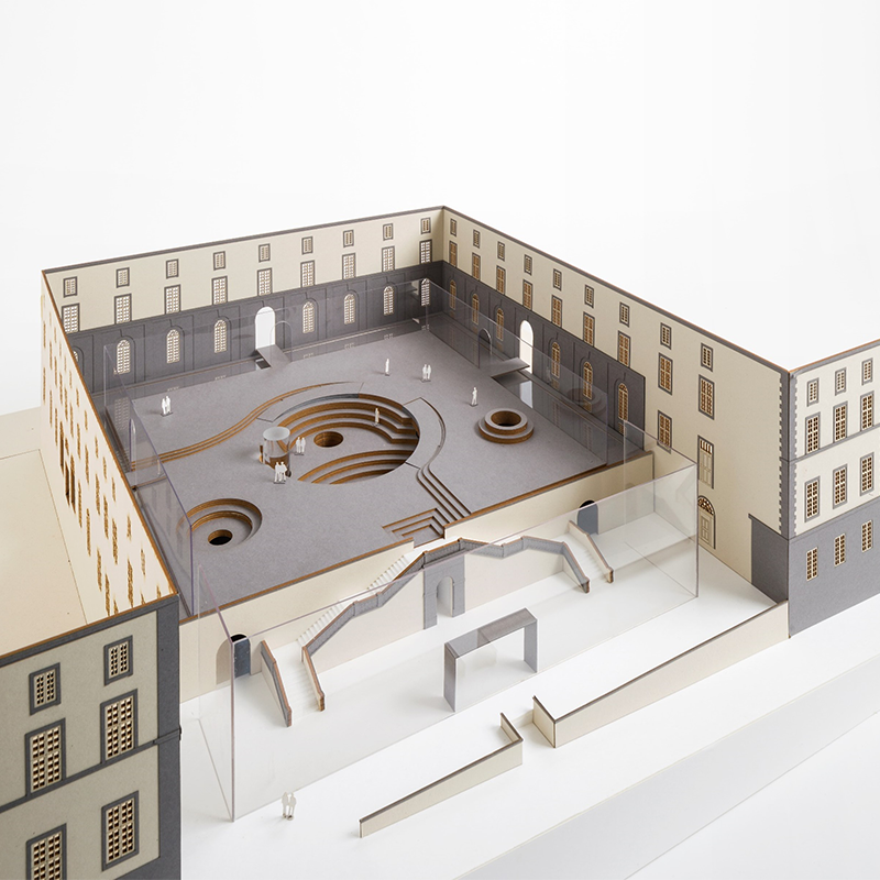 Model of the Bibliothèque Métropolitaine de l'Hôtel-Dieu in Clermont-Ferrand