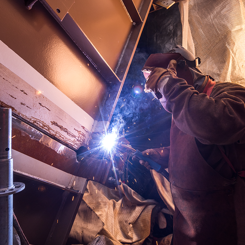 Renovation work on the Eiffel Tower's north elevator - Photo credit: Ecliptique - Laurent Thion