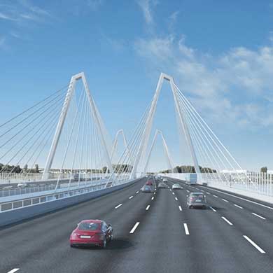Motorway bridge over the Rhine in Leverkusen